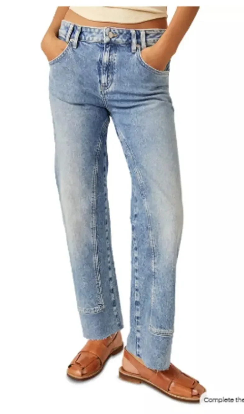 Free People We The Free Risk Taker High Rise Straight Jeans Mantra Size 28